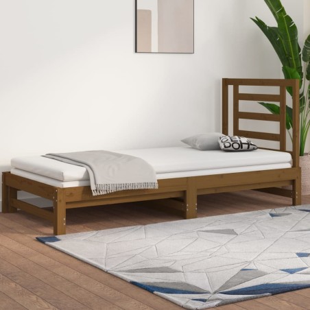 vidaXL Tagesbett Ausziehbar Honigbraun 2x(90x190) cm Massivholz Kiefer