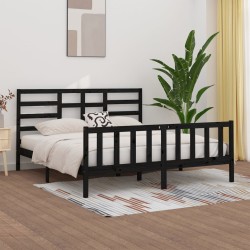 vidaXL Massivholzbett Schwarz Kiefer 200x200 cm