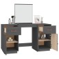 vidaXL Schminktisch mit Spiegel Grau Massivholz Kiefer vidaXL Schminktisch mit Spiegel Grau Massivholz Kiefer