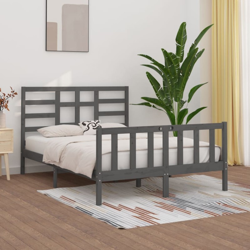 vidaXL Massivholzbett Grau 150x200 cm vidaXL Massivholzbett Grau 150x200 cm