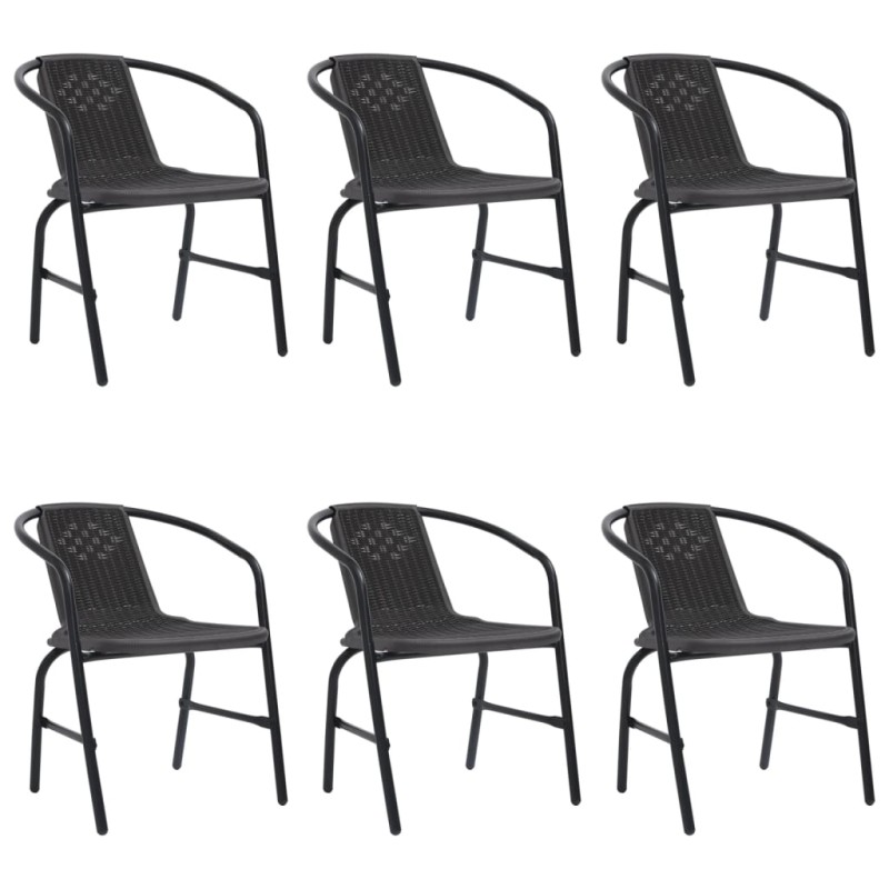 vidaXL Gartenstühle 6 Stk. Rattan-Optik Kunststoff und Stahl 110 kg vidaXL Gartenstühle 6 Stk. Rattan-Optik Kunststoff und Stahl 110 kg