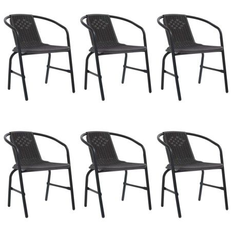 vidaXL Gartenstühle 6 Stk. Rattan-Optik Kunststoff und Stahl 110 kg