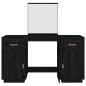 vidaXL Schminktisch-Set mit Spiegel Schwarz Massivholz Kiefer vidaXL Schminktisch-Set mit Spiegel Schwarz Massivholz Kiefer