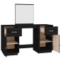 vidaXL Schminktisch-Set mit Spiegel Schwarz Massivholz Kiefer vidaXL Schminktisch-Set mit Spiegel Schwarz Massivholz Kiefer