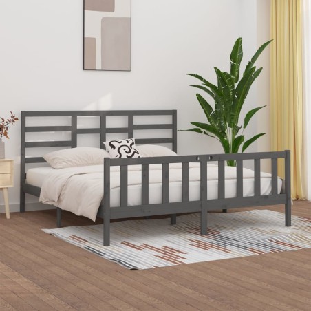 vidaXL Massivholzbett Grau 180x200 cm