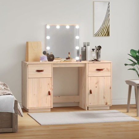 vidaXL Schminktisch-Set mit LED Massivholz Kiefer