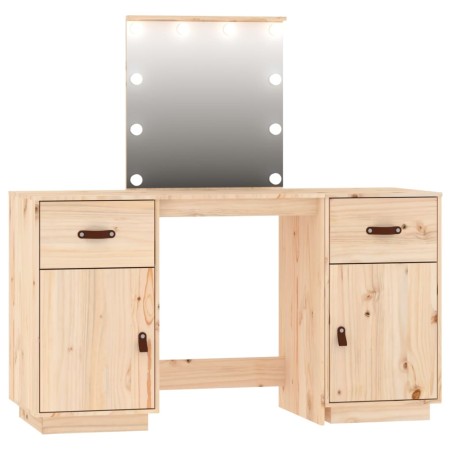 vidaXL Schminktisch-Set mit LED Massivholz Kiefer