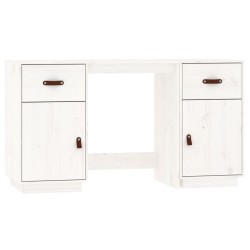 vidaXL Schreibtisch mit Schränken Weiß 135x50x75 cm Massivholz Kiefer
