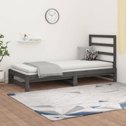 vidaXL Tagesbett Ausziehbar Grau 2x(90x190) cm Massivholz Kiefer