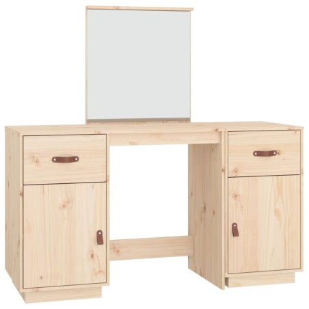 vidaXL Schminktisch mit Spiegel Massivholz Kiefer