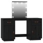 vidaXL Schminktisch-Set mit LED Schwarz Massivholz Kiefer vidaXL Schminktisch-Set mit LED Schwarz Massivholz Kiefer