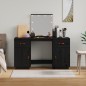 vidaXL Schminktisch-Set mit LED Schwarz Massivholz Kiefer vidaXL Schminktisch-Set mit LED Schwarz Massivholz Kiefer