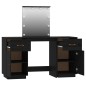 vidaXL Schminktisch-Set mit LED Schwarz Massivholz Kiefer vidaXL Schminktisch-Set mit LED Schwarz Massivholz Kiefer