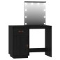 vidaXL Schminktisch-Set mit LED Schwarz Massivholz Kiefer vidaXL Schminktisch-Set mit LED Schwarz Massivholz Kiefer