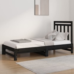vidaXL Tagesbett Ausziehbar Schwarz 2x(90x190) cm Massivholz Kiefer