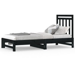 vidaXL Tagesbett Ausziehbar Schwarz 2x(90x190) cm Massivholz Kiefer
