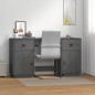 vidaXL Schreibtisch mit Schränken Grau 135x50x75 cm Massivholz Kiefer vidaXL Schreibtisch mit Schränken Grau 135x50x75 cm Massivholz Kiefer