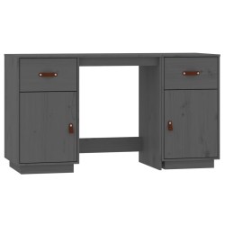 vidaXL Schreibtisch mit Schränken Grau 135x50x75 cm Massivholz Kiefer