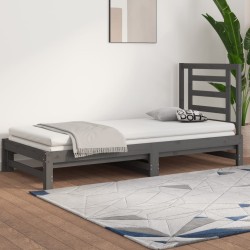 vidaXL Tagesbett Ausziehbar Grau 2x(90x200) cm Massivholz Kiefer