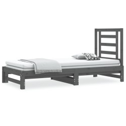 vidaXL Tagesbett Ausziehbar Grau 2x(90x200) cm Massivholz Kiefer