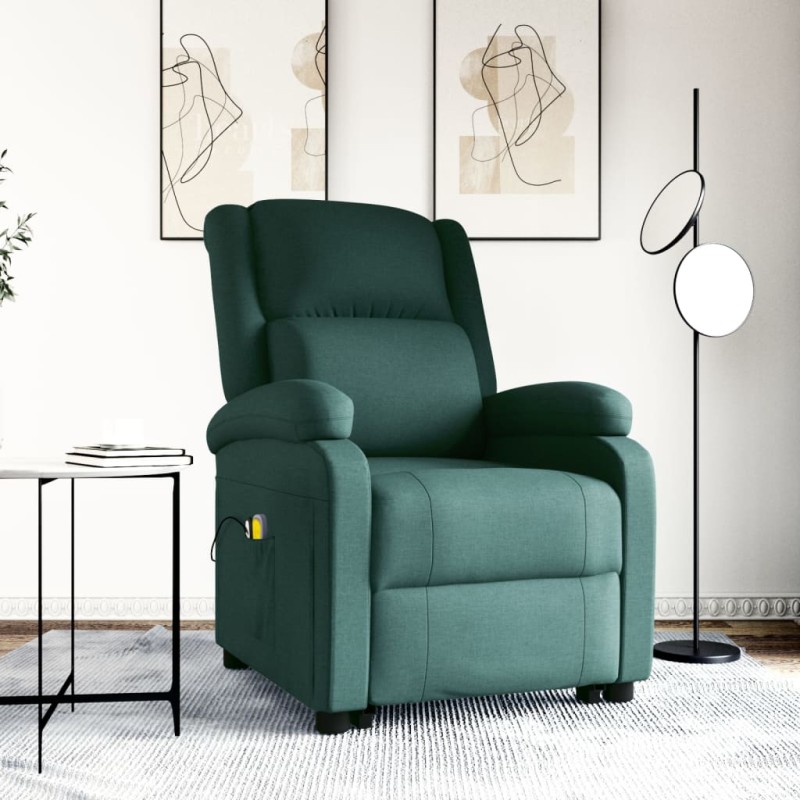 vidaXL Massagesessel mit Aufstehhilfe Dunkelgrün Stoff vidaXL Massagesessel mit Aufstehhilfe Dunkelgrün Stoff