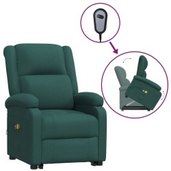 vidaXL Massagesessel mit Aufstehhilfe Dunkelgrün Stoff