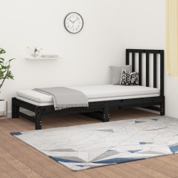 vidaXL Tagesbett Ausziehbar Schwarz 2x(90x200) cm Massivholz Kiefer