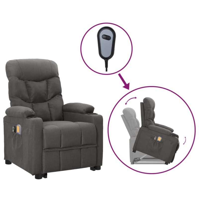 vidaXL Massagesessel mit Aufstehhilfe Dunkelgrau Stoff vidaXL Massagesessel mit Aufstehhilfe Dunkelgrau Stoff