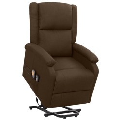 Massagesessel mit Aufstehhilfe Dunkelbraun Stoff