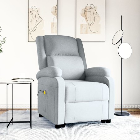 vidaXL Massagesessel mit Aufstehhilfe Hellgrau Stoff