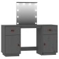 vidaXL Schminktisch-Set mit LED Grau Massivholz Kiefer vidaXL Schminktisch-Set mit LED Grau Massivholz Kiefer