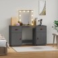 vidaXL Schminktisch-Set mit LED Grau Massivholz Kiefer vidaXL Schminktisch-Set mit LED Grau Massivholz Kiefer