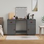 vidaXL Schminktisch-Set mit LED Grau Massivholz Kiefer vidaXL Schminktisch-Set mit LED Grau Massivholz Kiefer