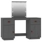 vidaXL Schminktisch-Set mit LED Grau Massivholz Kiefer vidaXL Schminktisch-Set mit LED Grau Massivholz Kiefer