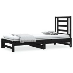vidaXL Tagesbett Ausziehbar Schwarz 2x(90x200) cm Massivholz Kiefer
