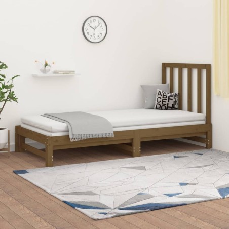 vidaXL Tagesbett Ausziehbar Honigbraun 2x(90x190) cm Massivholz Kiefer
