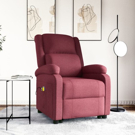 vidaXL Massagesessel mit Aufstehhilfe Weinrot Stoff