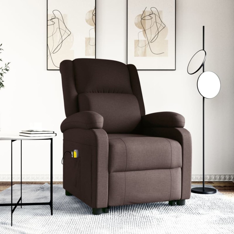 vidaXL Massagesessel mit Aufstehhilfe Dunkelbraun Stoff vidaXL Massagesessel mit Aufstehhilfe Dunkelbraun Stoff