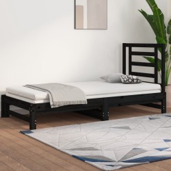 vidaXL Tagesbett Ausziehbar Schwarz 2x(90x190) cm Massivholz Kiefer