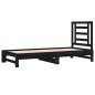 vidaXL Tagesbett Ausziehbar Schwarz 2x(90x190) cm Massivholz Kiefer