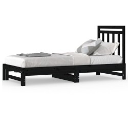 vidaXL Tagesbett Ausziehbar Schwarz 2x(90x200) cm Massivholz Kiefer