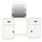 vidaXL Schminktisch-Set mit LED Weiß Massivholz Kiefer vidaXL Schminktisch-Set mit LED Weiß Massivholz Kiefer