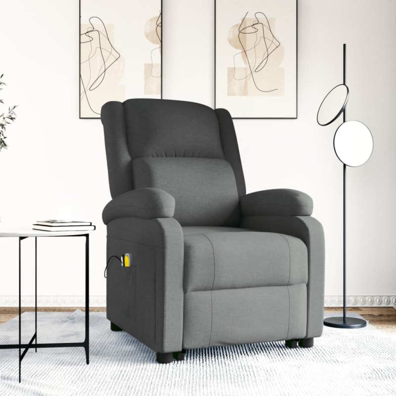 vidaXL Massagesessel mit Aufstehhilfe Dunkelgrau Stoff vidaXL Massagesessel mit Aufstehhilfe Dunkelgrau Stoff