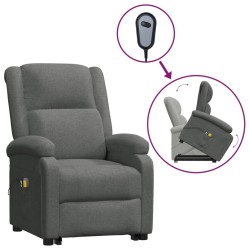 vidaXL Massagesessel mit Aufstehhilfe Dunkelgrau Stoff