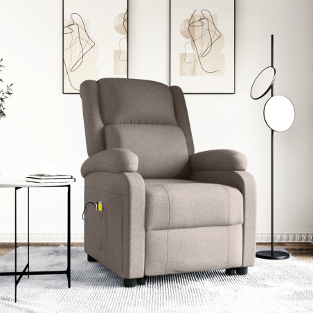 vidaXL Massagesessel mit Aufstehhilfe Taupe Stoff