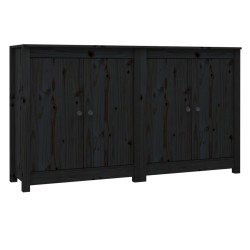 vidaXL Sideboards 2 Stk. Schwarz 70x35x80 cm Massivholz Kiefer