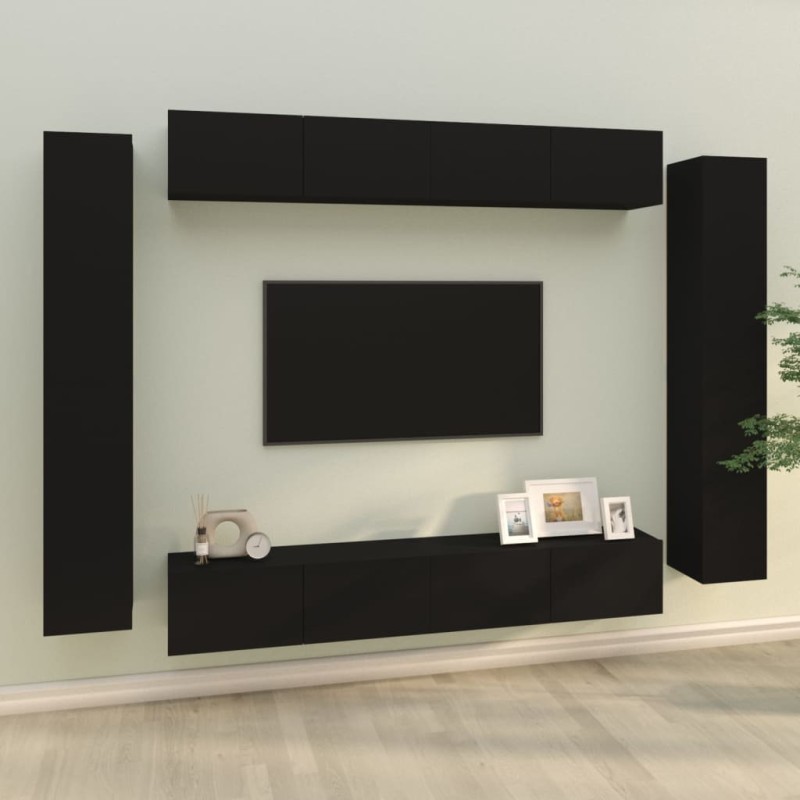 vidaXL 8-tlg. TV-Schrank-Set Schwarz Holzwerkstoff vidaXL 8-tlg. TV-Schrank-Set Schwarz Holzwerkstoff