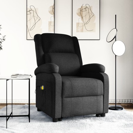 vidaXL Massagesessel mit Aufstehhilfe Schwarz Stoff