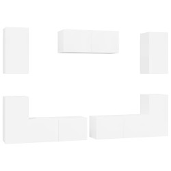 vidaXL 7-tlg. TV-Schrank-Set Hochglanz-Weiß Holzwerkstoff