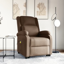 vidaXL Massagesessel mit Aufstehhilfe Braun Stoff